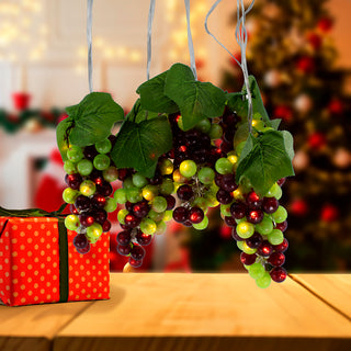 22' 100-Light Green and Burgundy Grape Cluster LED Light Set