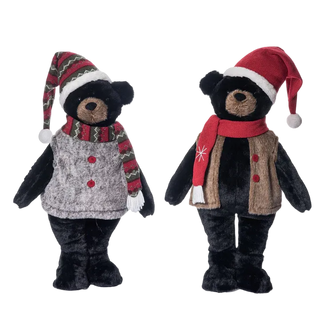 Plush Lodge Standing Holiday Bear 2 Asst