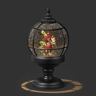 Lighted Sphere Shimmer With Cardinals