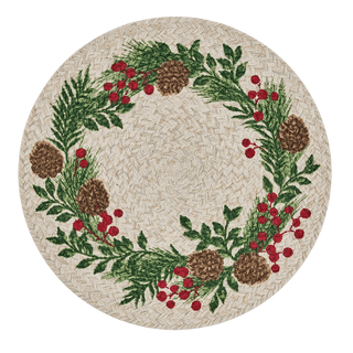 Boxwood And Pine Print Braided Placemat