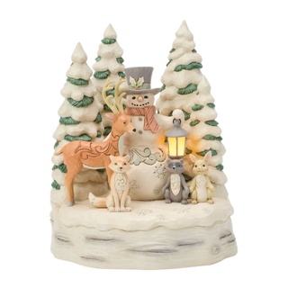 Woodland Snowman with Forest Figurine
