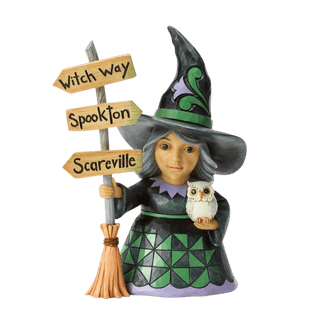 Good Witch Next to Broom Sign