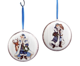 Double Sided Disc Ornament w/Santa, 2 Asst.