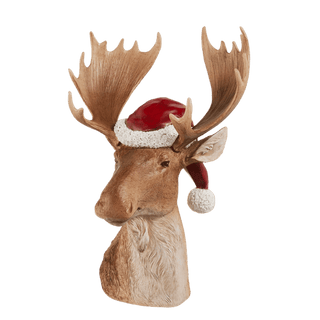 Moose with Santa Hat Bust