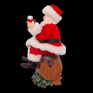 10.5" Fabriché™ Santa Sitting on Wine Barrel