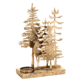 Spruce Tree and Deer Candle Holder