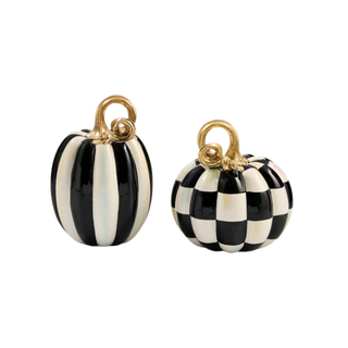 Courtly Check and Stripe Petite Pumpkins, Set of 2