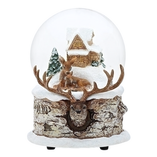 Deer Family Musical Christmas Glitterdome