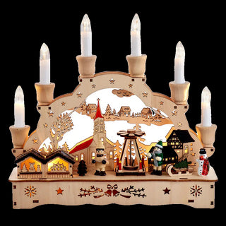 10.25" Wooden LED Light-Up Musical/Motion Christmas Village