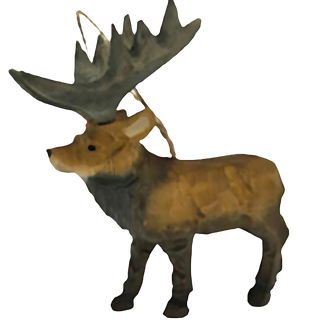 Hand Carved Wood Elk Ornament