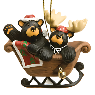 Bearfoots Bear Sleigh Ride Ornament