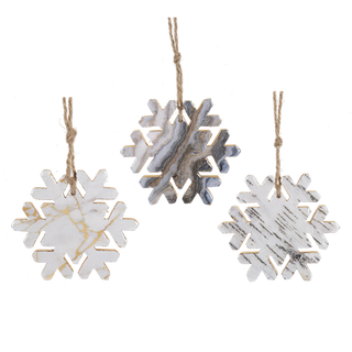 Marble Style Snowflake Orn 3A