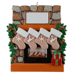 Rustic Fireplace Stockings 4 Ornament