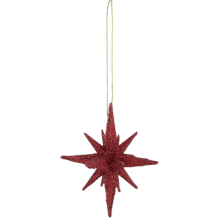 9 Point Red Glitter Star Ornament