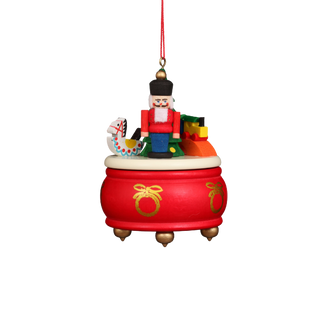 Christian Ulbricht Ornament - Red Music Box With Nutcracker