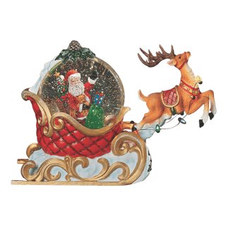 7" Confetti Lites Musical Christmas Santa Sleigh & Reindeer