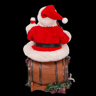 10.5" Fabriché™ Santa Sitting on Wine Barrel