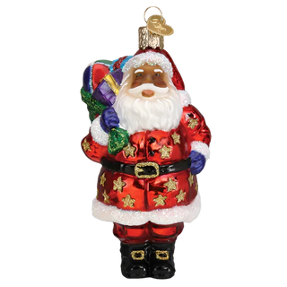 Jolly African American Santa Ornament