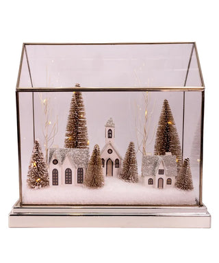Lighted Village In Glass House