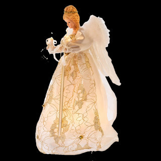 Lit 12" Ivory/Gold Angel Treetopper