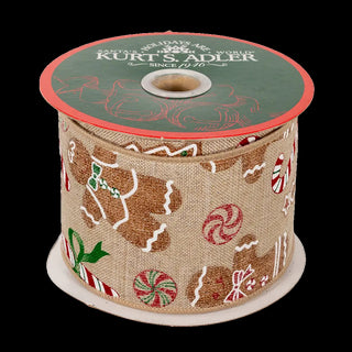 Gingerbread Patterned Double Wire Ribbon