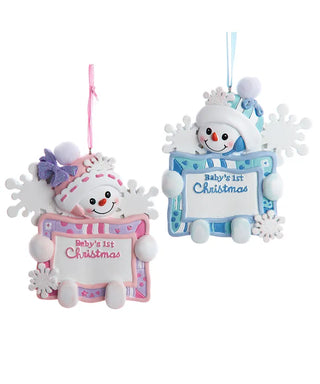 Baby's 1st Snow Boy & Girl w/ Sign Orn 2A