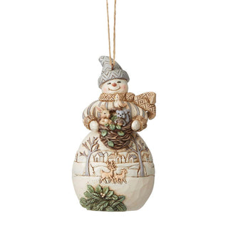 Woodland Snowman w/ Basket Orn