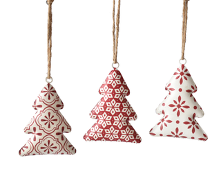 Red & White Pattern Tree Ornament 3/a