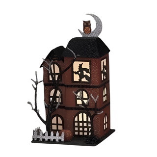 Lighted Haunted House 3 Story Orange