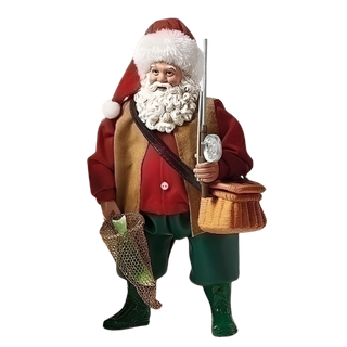 Fishing Cloth Mache Santa