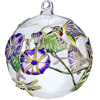 Purple Flower Cloisonne Hummingbird Ball