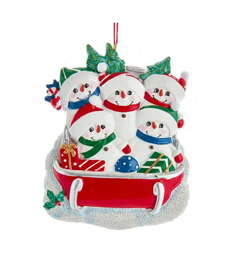 5 Snowman Family on Sled orn