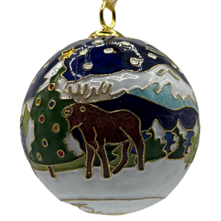 Estes Park Colorado Cloisonne Winter Scene With Moose