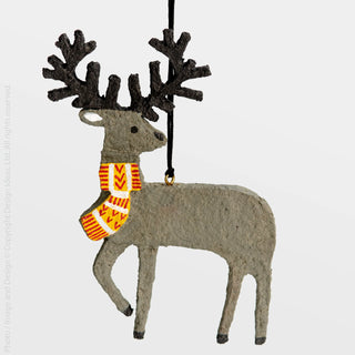 SUGARPLUM COTTON MACHE REINDEER ORNAMENT