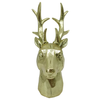 Res 8.5" Golden Reindeer Head Decor