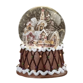 LED Lighted Gingerbread Christmas Musical Snow Globe