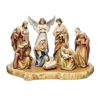 Nativity on Wood Base Set of 9