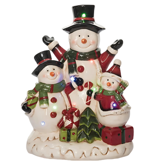 Dol Light Up Jolly Group Of Snowmen Decor w/Music