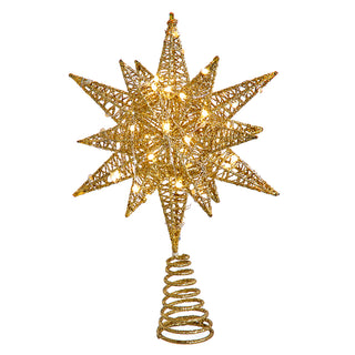 11" 60-Lt Warm White Twinkling  LED Gold Treetop