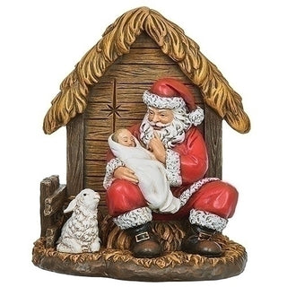 SEATED SANTA W/BABY FIG SHUSHING BABY