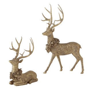 Gold Resin Deer Set of 2