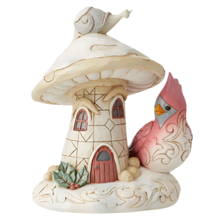 Jim Shore Woodland Mushroom House with Bird Figurine