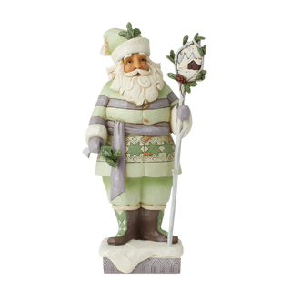 Jim Shore White Woodland Santa with Staff Figurine