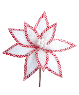 Frosted White Velvet Poinsettia Pick