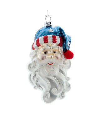 Patriotic Glass Santa Head