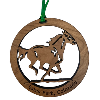 Running Horse EP Round Wood Ornament