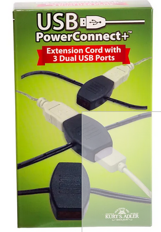 USB Extension Cord w/6 Power Outlets