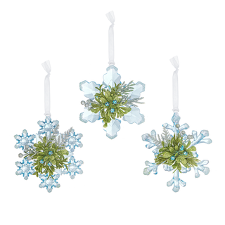 Acrylic Winter Ice Snowflake Orn 3/a