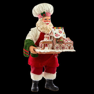 11" Fabriché™ Chef Santa with Gingerbread Train