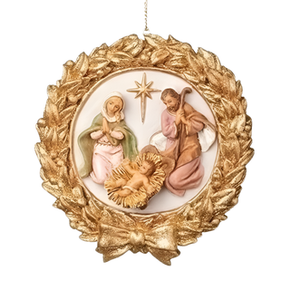 Fontanini Holy Family in Gold Wreath